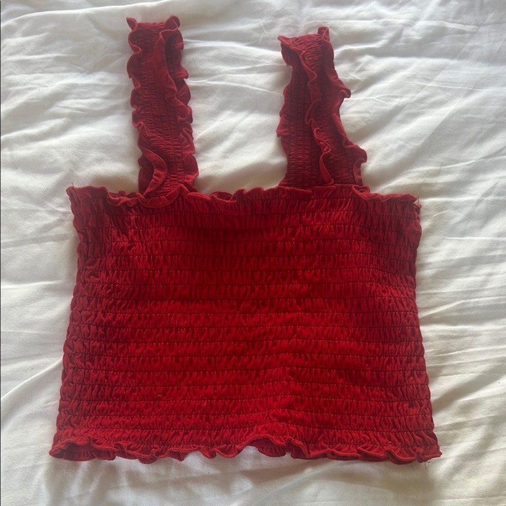 Hollister Ruffled Red Smocked Top
